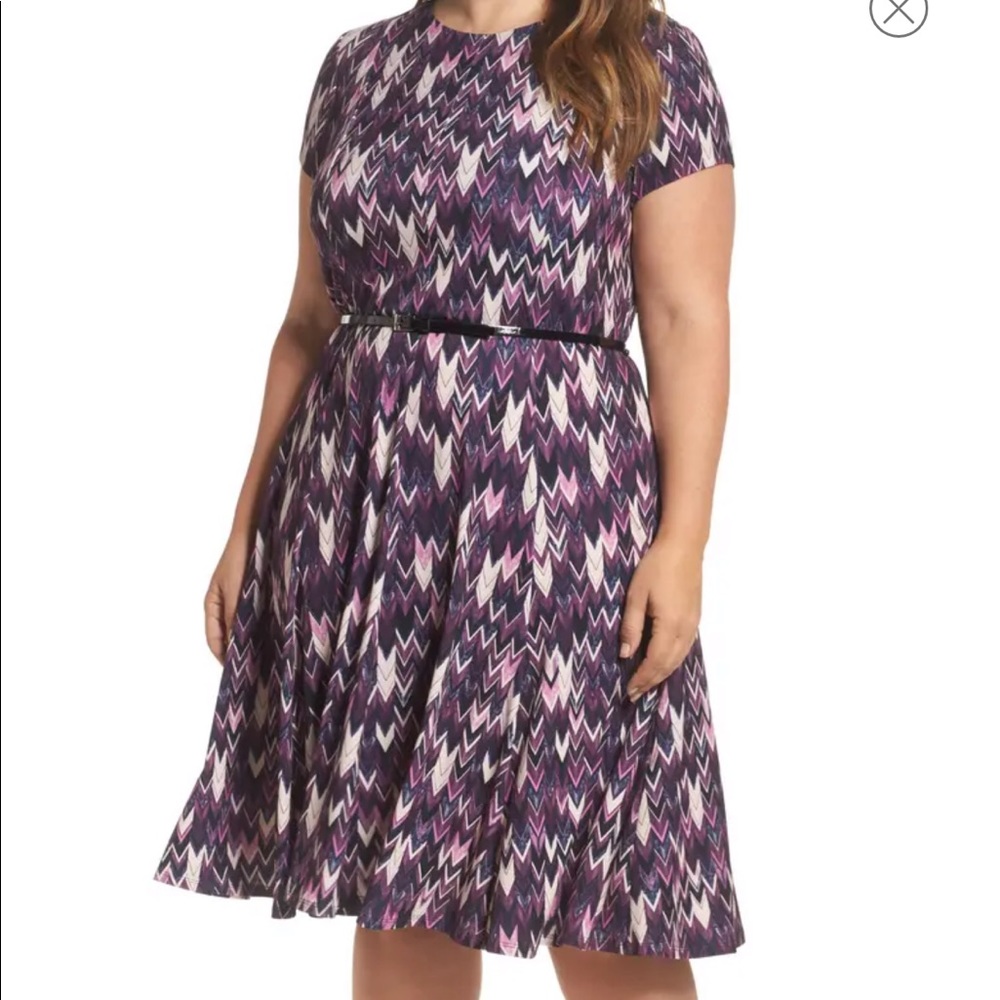 Eliza J Belted Fit & Flare Dress